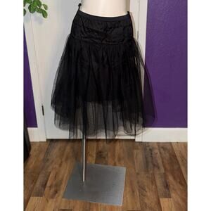 Banana Republic women’s black lined mess tier tulle midi skirt with side zipper